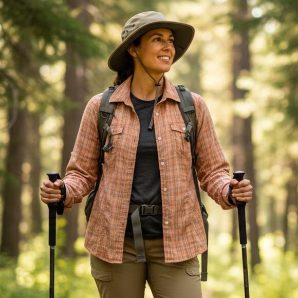 Duluth Trading Co Women’s XL Plaid Vented Shirt Orange Mesh Lined Hiking Travel - Picture 11 of 11